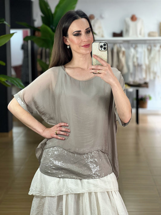 BLUSA SEDA LENTEJUELAS El Vestidor de Inma
