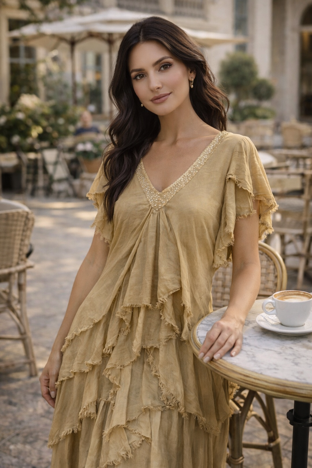 Vestido Seda Capas con Lentejuelas | Talla Única 38-50 | El Vestidor de Inma El Vestidor de Inma