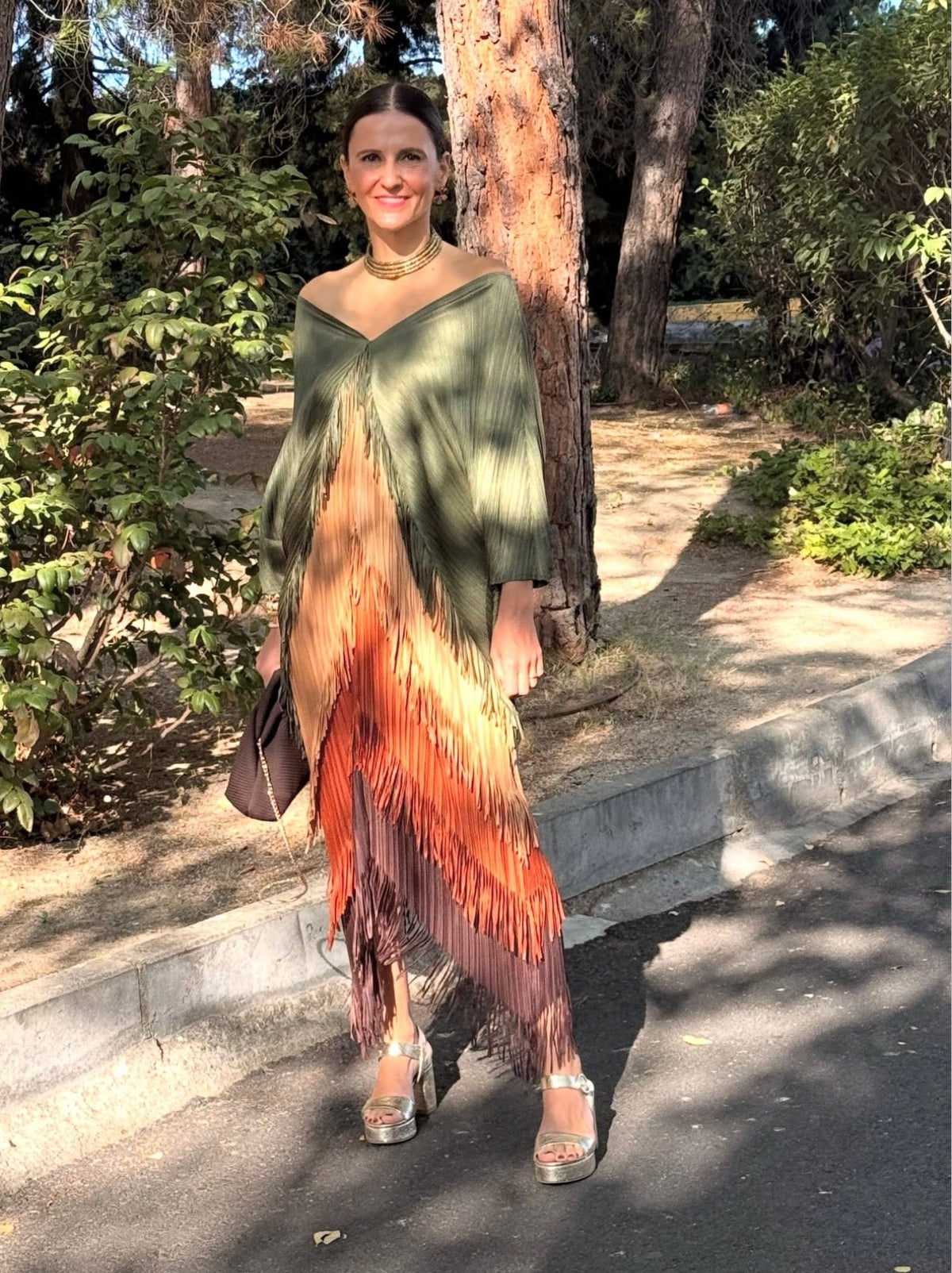 Vestido Invitada Plisado con Flecos El Vestidor de Inma