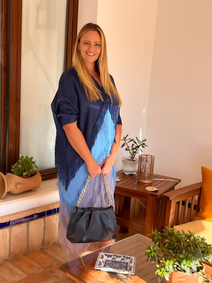 Vestido Invitada Plisado con Flecos El Vestidor de Inma