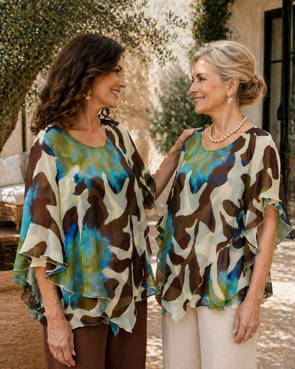 Blusa Fluida Estampada Mujer – Hecha en España, Elegante y No Transparenta (M a 3XL) El Vestidor de Inma