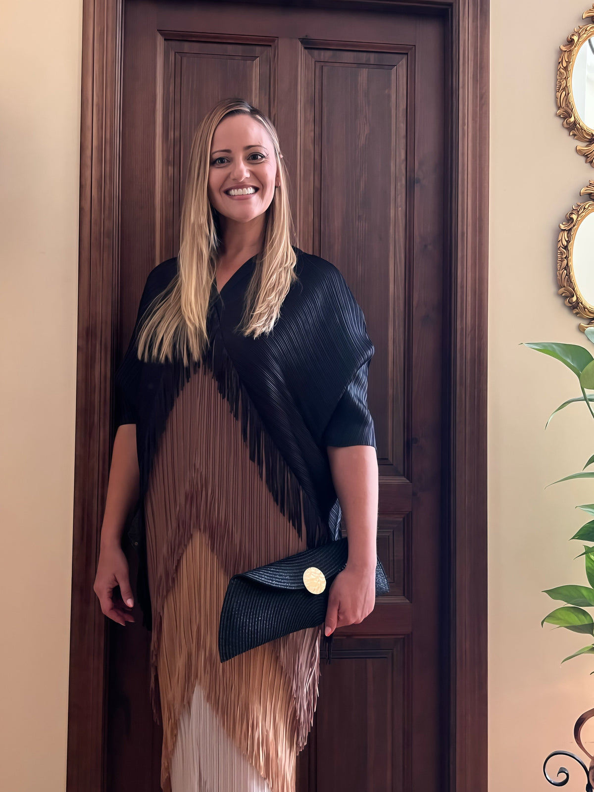 Vestido Invitada Plisado con Flecos El Vestidor de Inma