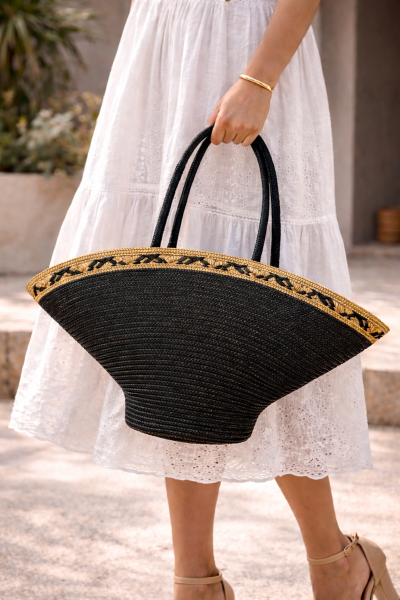 Capazo de Rafia Elegante para Mujer | Bolso Grande de Verano