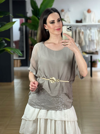 BLUSA SEDA LENTEJUELAS El Vestidor de Inma
