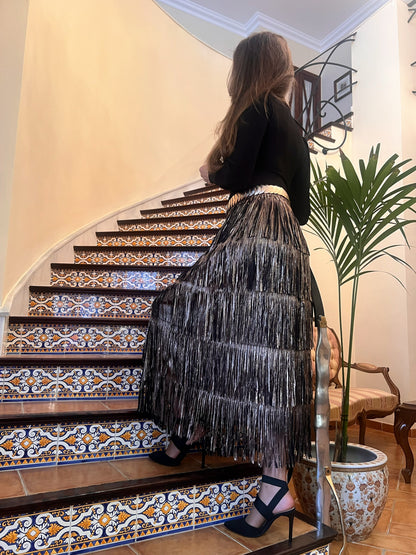 Falda de Flecos Bronce Elástica – Talla Única (36 a 50) El Vestidor de Inma