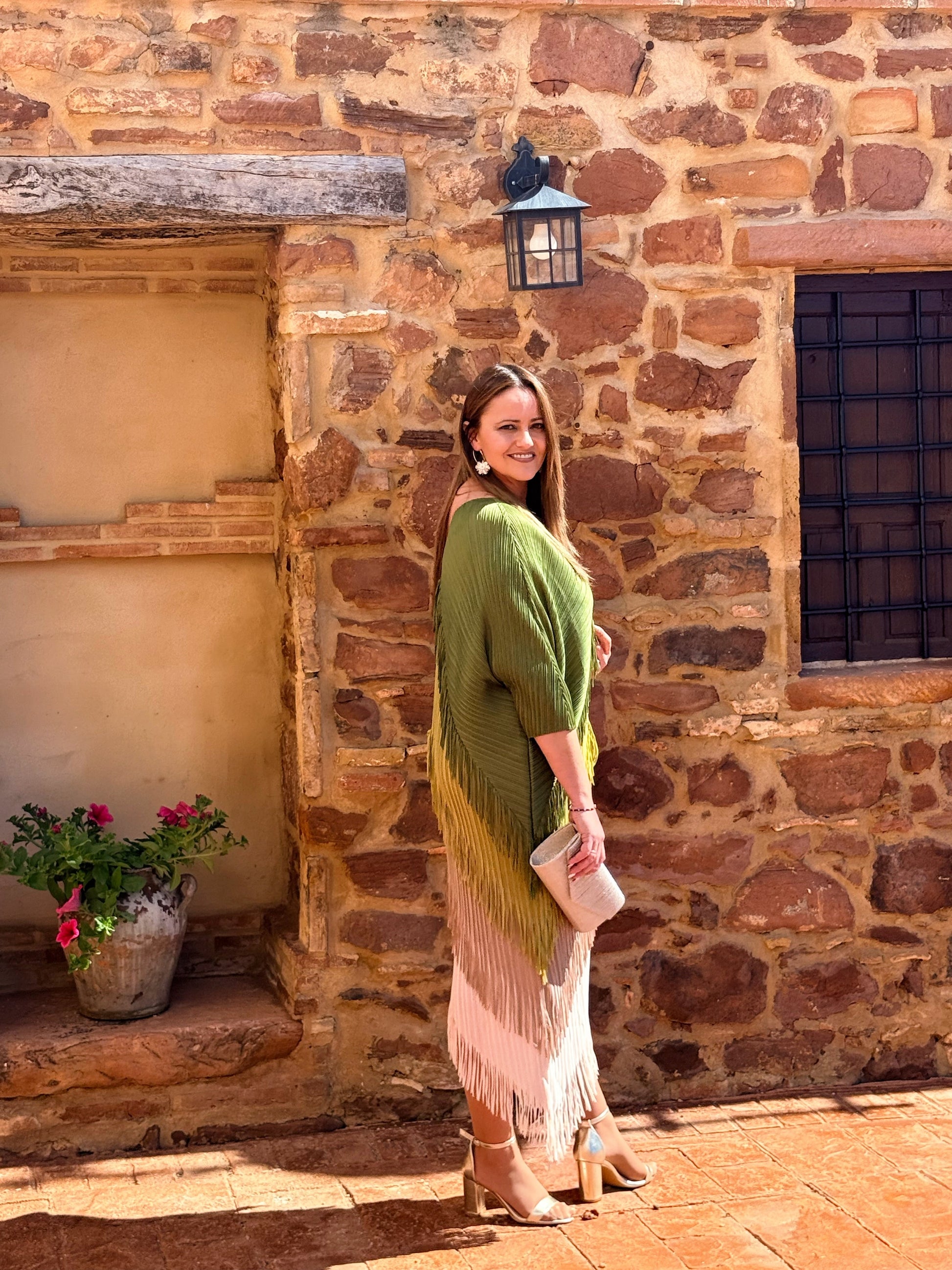 Vestido Invitada Plisado con Flecos Talla Única Hasta 52 El Vestidor de Inma