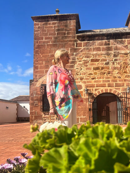 Kaftan Estampado Acuarela Flores | Talla Única hasta 54 | Fabricado en España El Vestidor de Inma