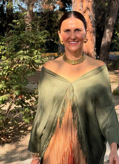 Vestido Invitada Plisado con Flecos El Vestidor de Inma