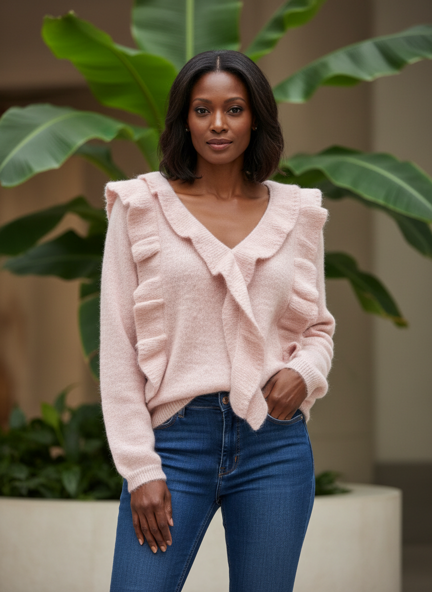 Jersey Rosa “Soft Deluxe” · Máxima Calidad · Talla Única hasta 46/48 · Volantes & Detalles en Hilos Violeta | El Vestidor de Inma El Vestidor de Inma