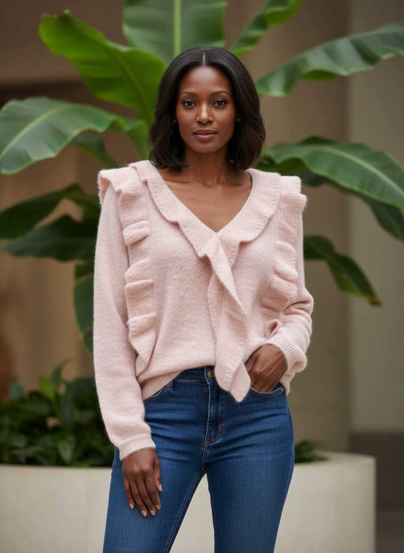 Jersey Rosa “Soft Deluxe” · Máxima Calidad · Talla Única hasta 46/48 · Volantes & Detalles en Hilos Violeta | El Vestidor de Inma