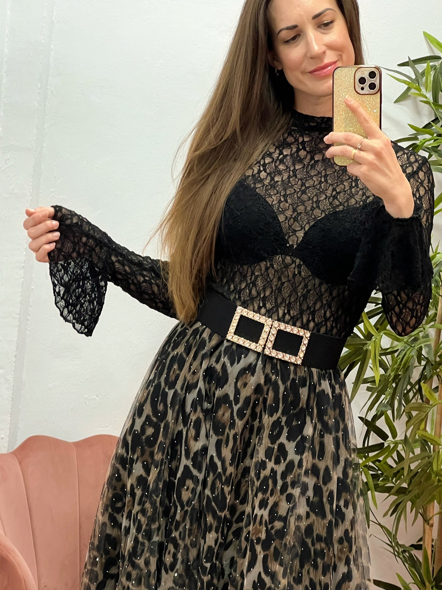 Falda Larga de Tul Animal Print con Brillos – Cintura Elástica, Mucho Vuelo y Forro Interior (Talla Única) El Vestidor de Inma