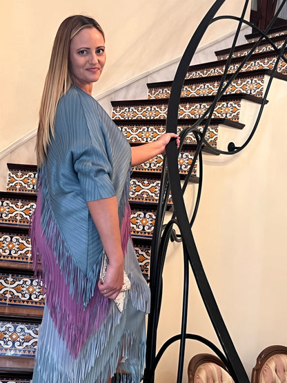 Vestido Invitada Plisado con Flecos El Vestidor de Inma