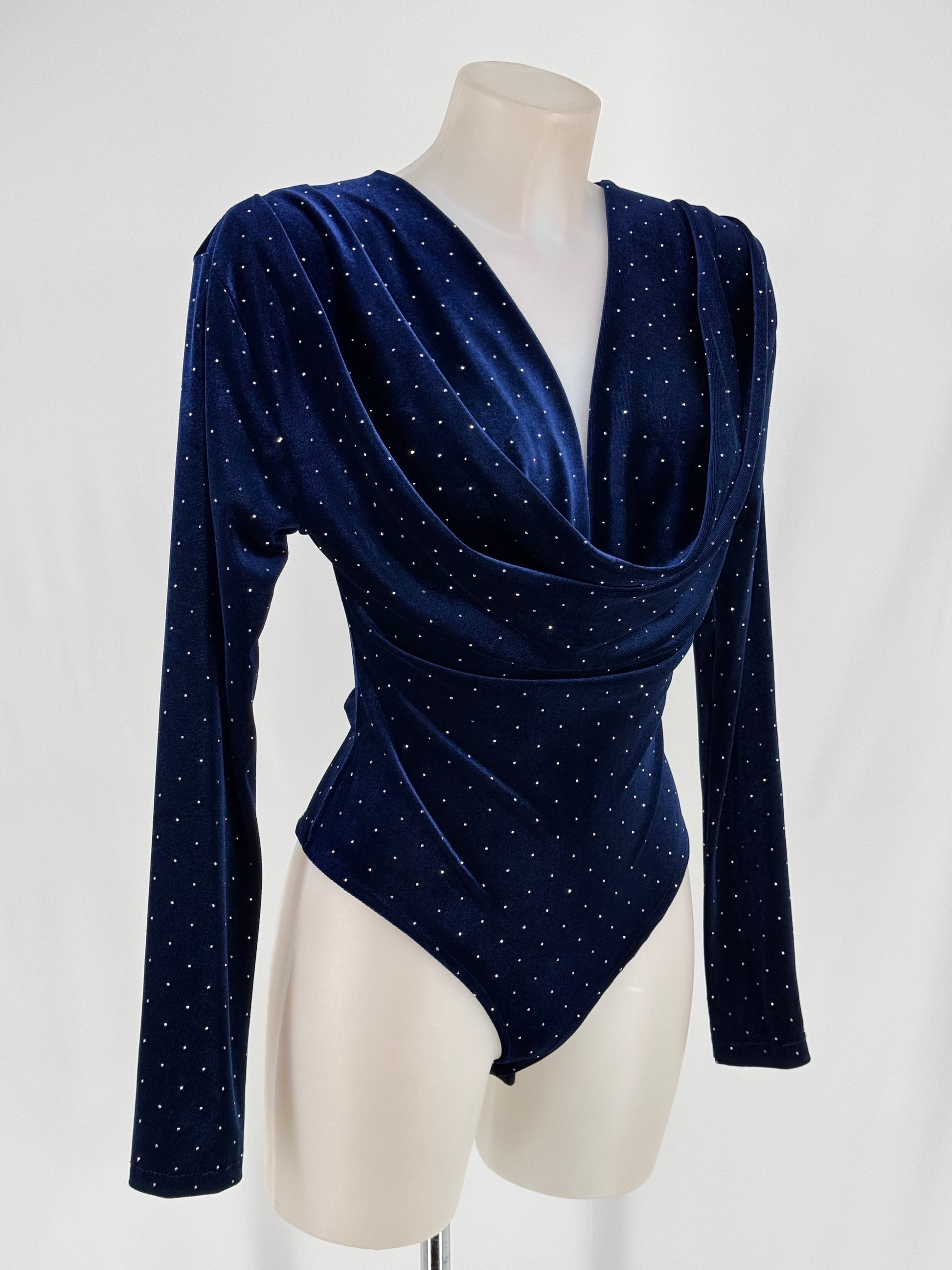 Body de Terciopelo con Strass – Talla Única (Azul o Negro) El Vestidor de Inma