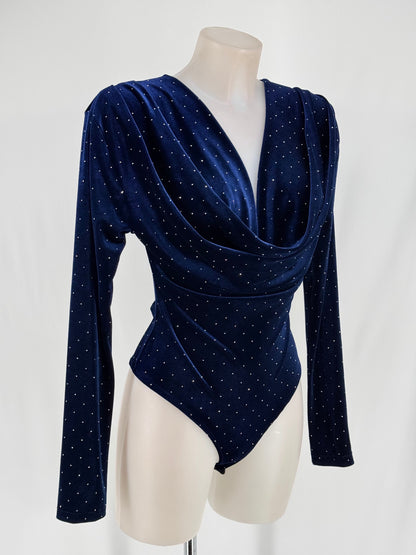 Body de Terciopelo con Strass – Talla Única (Azul o Negro) El Vestidor de Inma