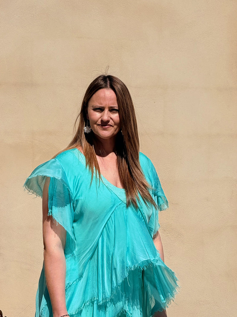 Vestido Seda Capas con Lentejuelas | Talla Única 38-50 | El Vestidor de Inma