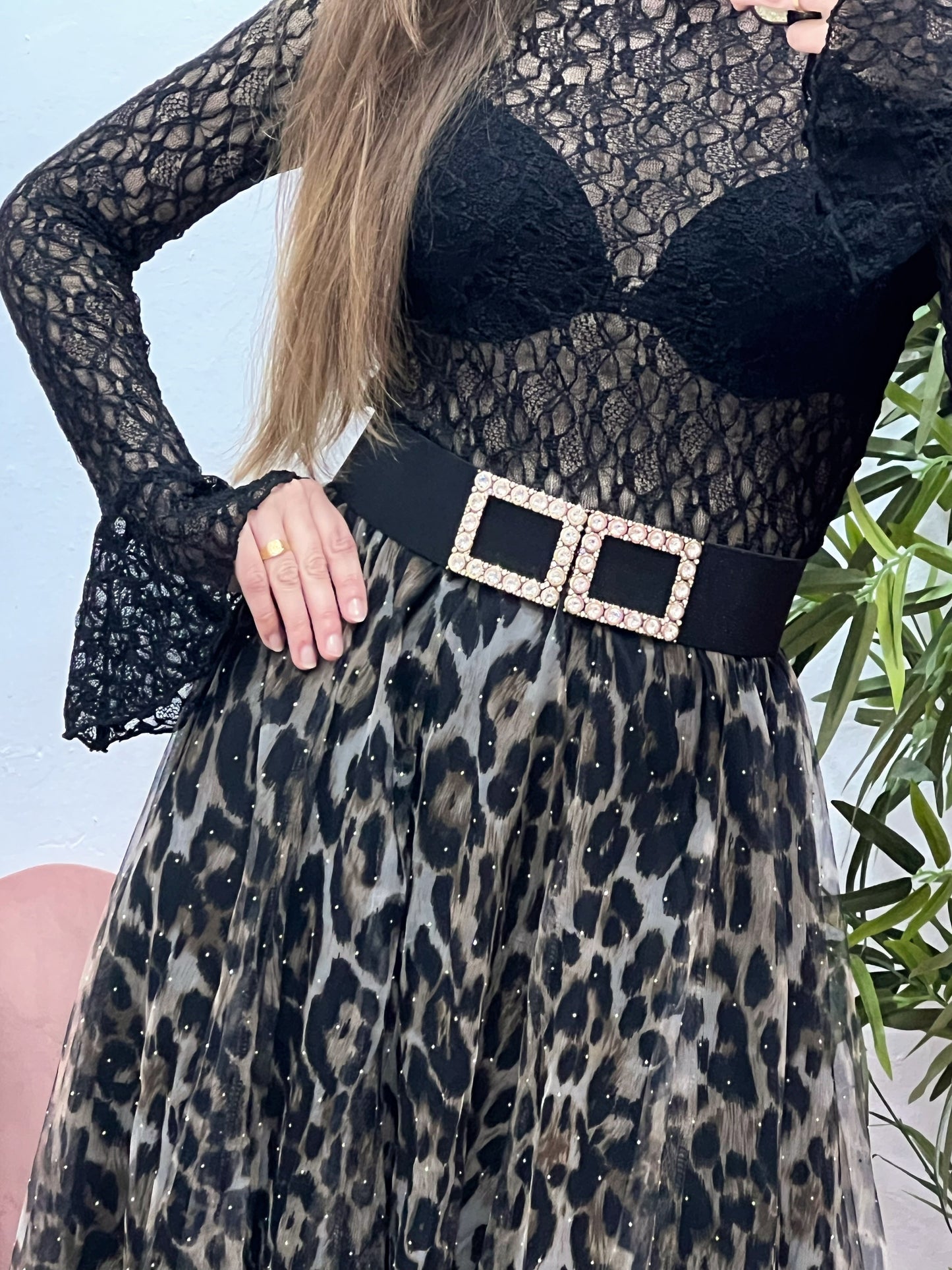 Falda Larga de Tul Animal Print con Brillos – Cintura Elástica, Mucho Vuelo y Forro Interior (Talla Única) El Vestidor de Inma