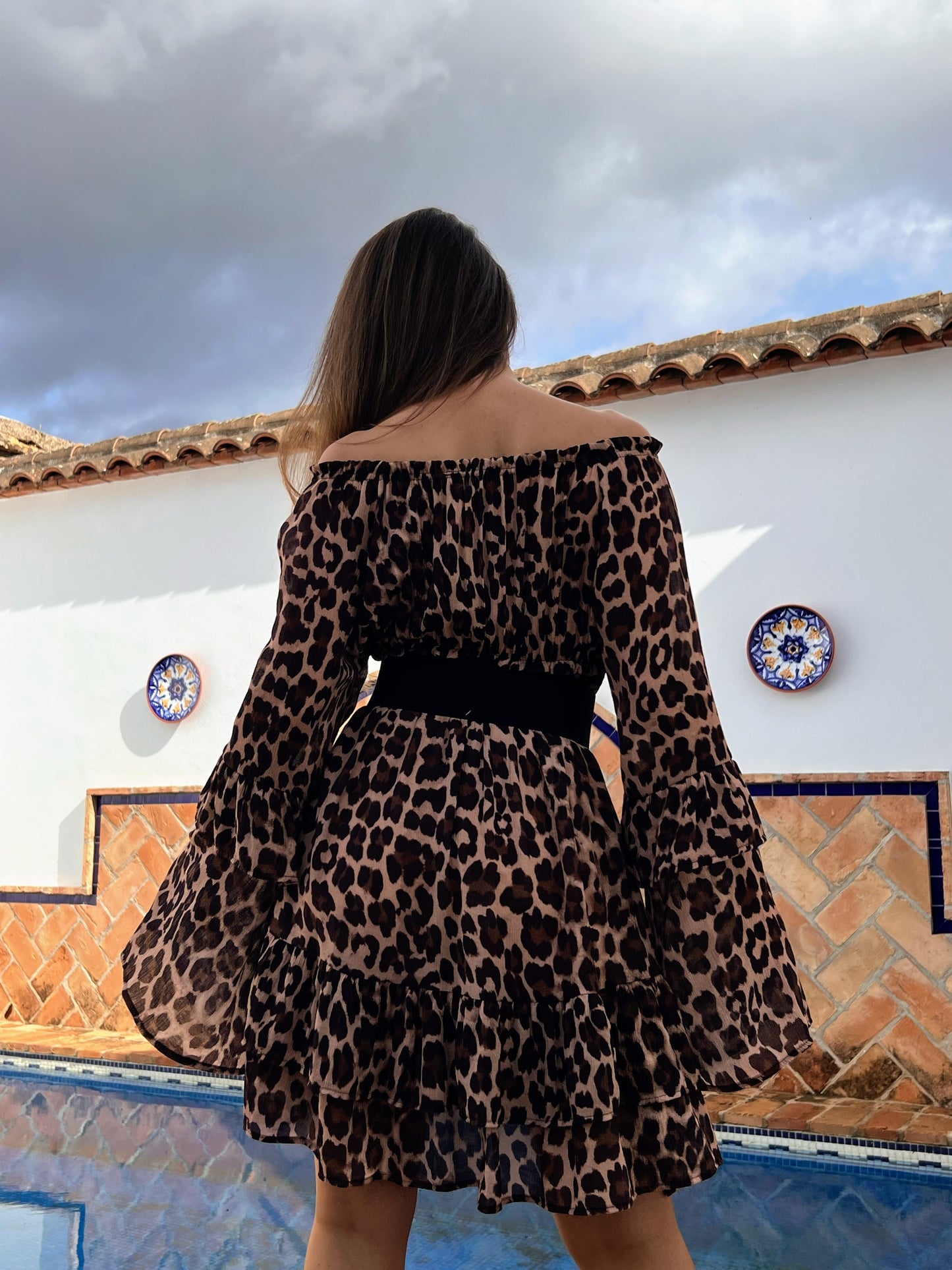 Vestido Animal Print con Mangas Acampanadas – Talla Única (36 a 46) El Vestidor de Inma