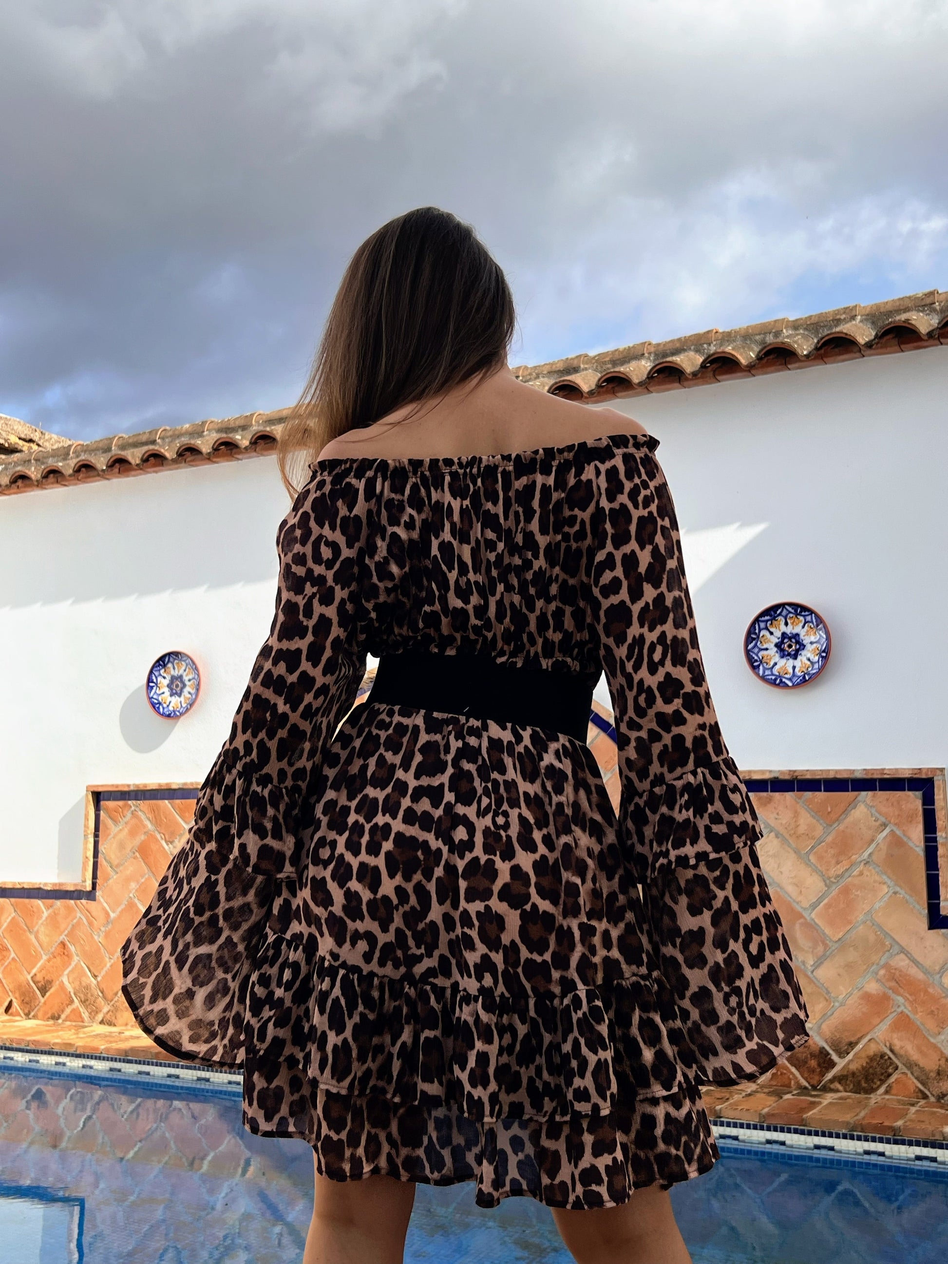 Vestido Animal Print con Mangas Acampanadas – Talla Única (36 a 46) El Vestidor de Inma