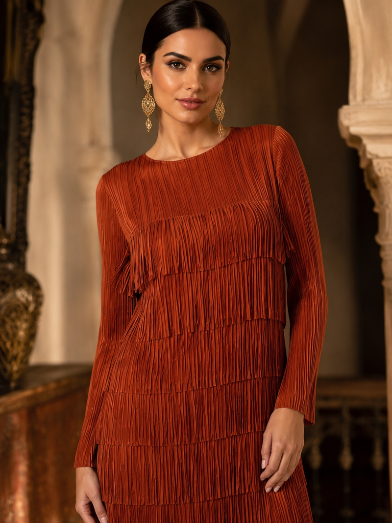 Vestido de Flecos Midi Mujer | Talla Única hasta 52-54 | El Vestidor de Inma
