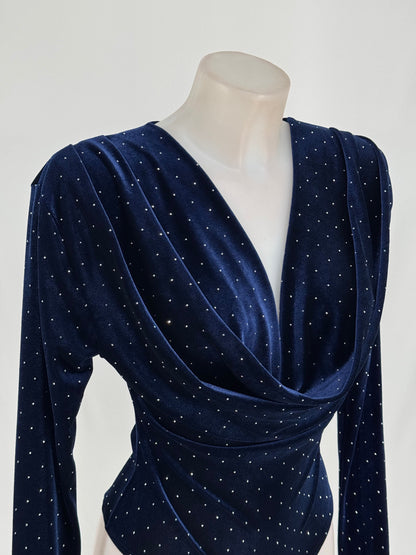 Body de Terciopelo con Strass – Talla Única (Azul o Negro) El Vestidor de Inma