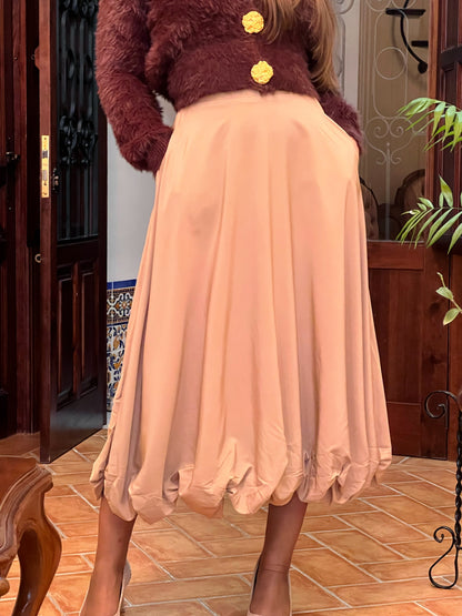 Falda Globo Beige con Bolsillos – Talla Única (36 a 42) El Vestidor de Inma
