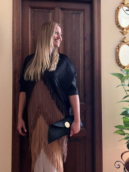 Vestido Invitada Plisado con Flecos El Vestidor de Inma