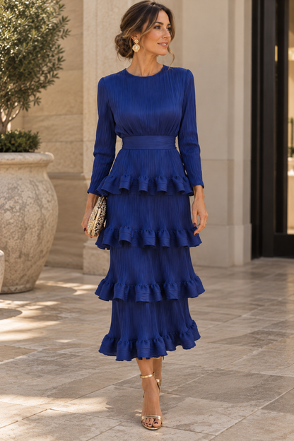 Vestido Invitada Plisado con Volantes y Fajín El Vestidor de Inma