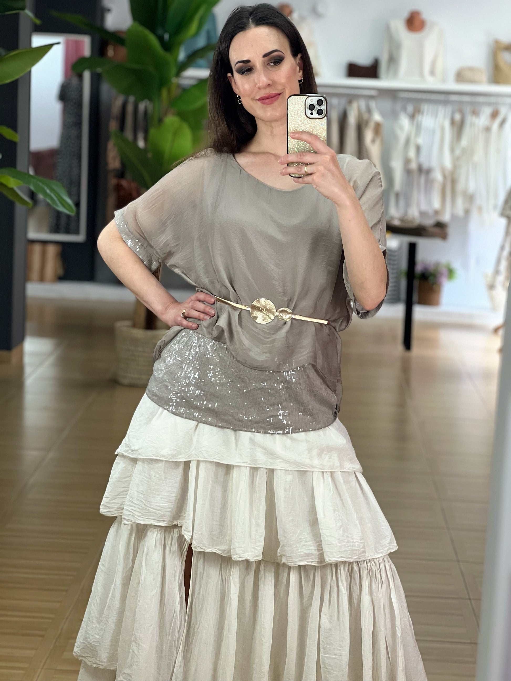 BLUSA SEDA LENTEJUELAS El Vestidor de Inma