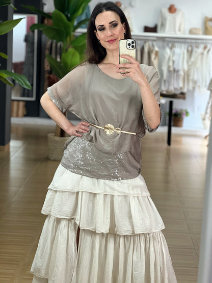 BLUSA SEDA LENTEJUELAS El Vestidor de Inma