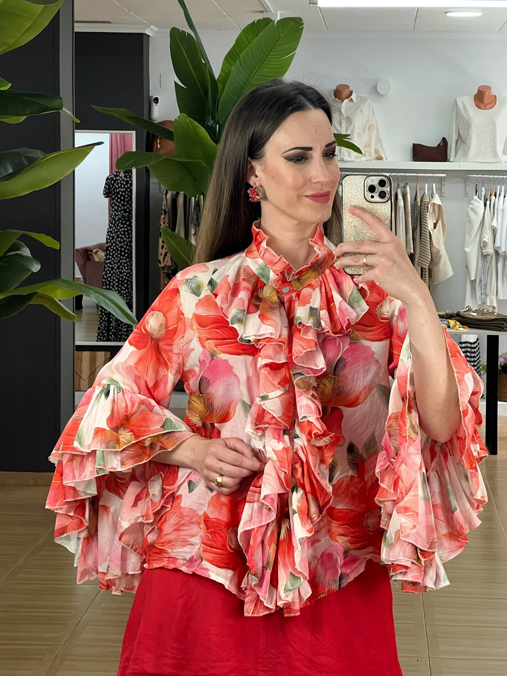 BLUSA VOLANTES ESTAMPADA El Vestidor de Inma